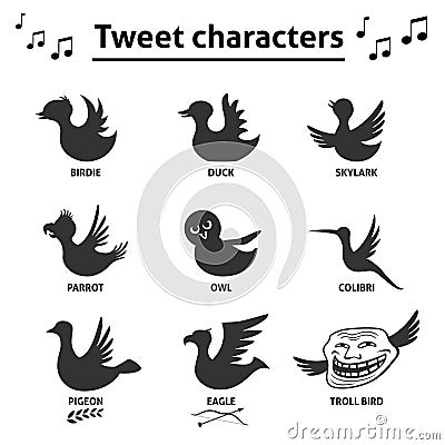 Tweet birds social media internet icons Vector Illustration