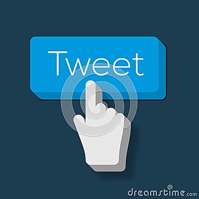 Tweet button with Hand Shaped Cursor Vector Illustration