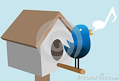 Tweety bird tweet tweets on bird house Vector Illustration