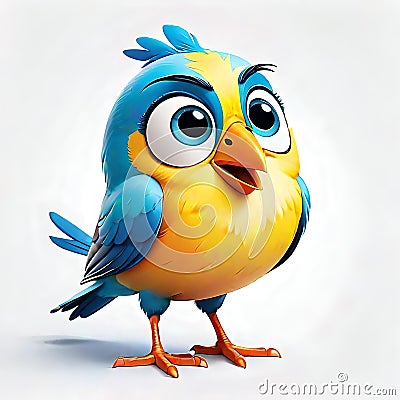 Tweety twitter yellow blue cartoon bird Stock Photo