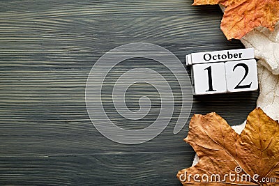 Twelfth day of autumn month calendar october with copy space Stock Photo