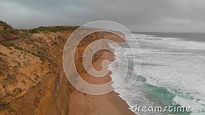 The Twelve Apostles on a Stormy Afternoon, Aerial View Stock Video