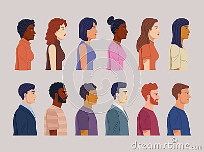 twelve diversity people Vector Illustration