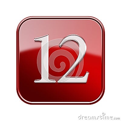 Twelve icon red glossy. Stock Photo