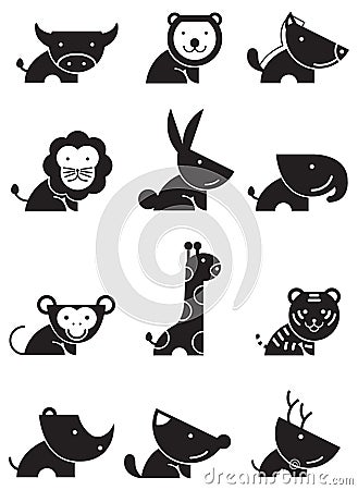 Twelve icon wildlife in black and white design Vector Illustration