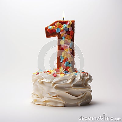 Twelve Number Birthday Cake On White Background Stock Photo