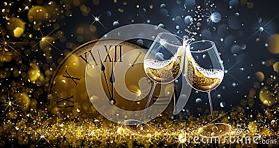 Twelve oClock on New Years Eve Vector Illustration