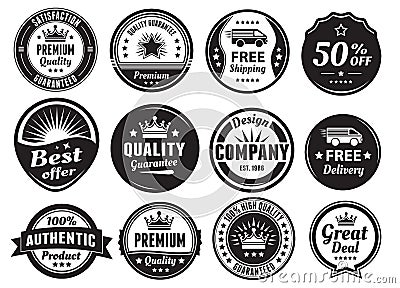 Twelve Scalable Vintage Badges Stock Photo