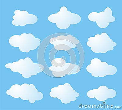 Twelve shapes of clouds Vector Illustration