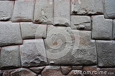 Twelve sided stone in the Inca Wall. Finest Example of Inca masonry and skill Stock Photo