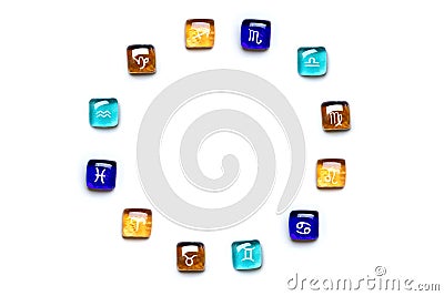 Twelve signs of zodiac Three signs correspond to each element: Fire - Aries, Leo, Sagittarius, Earth -Taurus, Virgo, Capricorn, Stock Photo