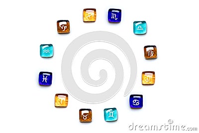 Twelve signs of zodiac Three signs correspond to each element Stock Photo