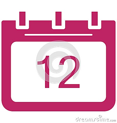 Twelve, twelfth Special Event day Vector icon that can be easily modified or edit. Vector Illustration