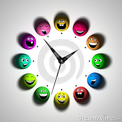 Twelve varicoloured smiles Stock Photo