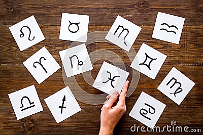 Twelve zodiac signs top view. Horoscope astrology concept Stock Photo