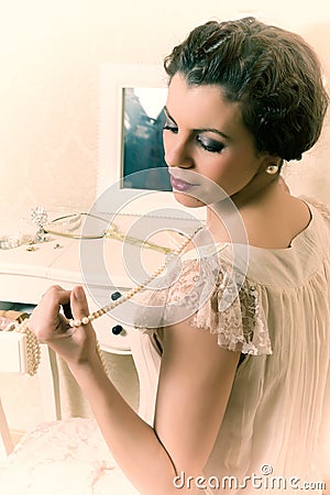 Twenties boudoir woman Stock Photo