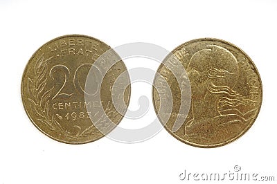 Twenty cents, 1983 France Coin Stock Photo