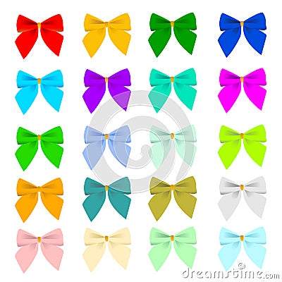 Twenty color bows Vector Illustration