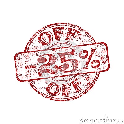 Twenty five percent off stamp Vector Illustration