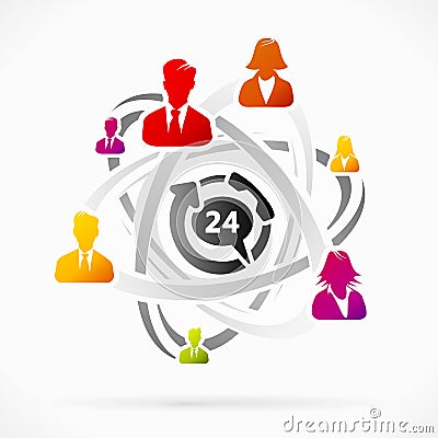 Twenty four hours support Vector Illustration