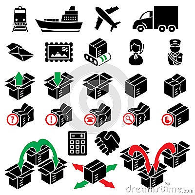 Twenty four parcel delivery icons Vector Illustration