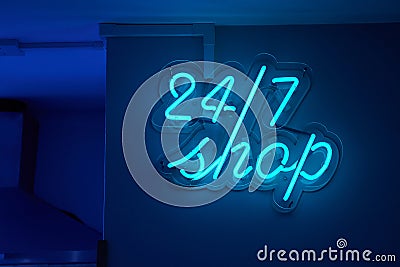 Twenty-four seven shop sign Stock Photo