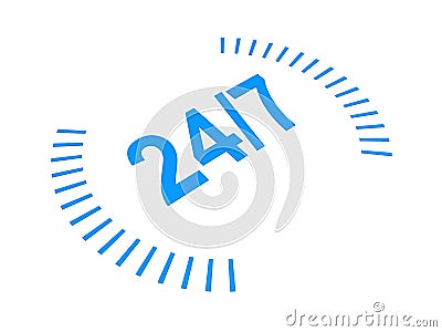 Twenty four seven sign Stock Photo