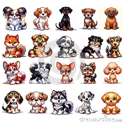 Twenty Puppy A.I. Icons Stock Photo