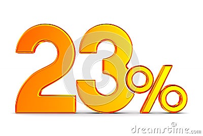 Twenty three percent on white background. Isolated 3D illustration Cartoon Illustration