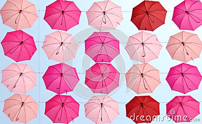 Twenty umbrellas Stock Photo