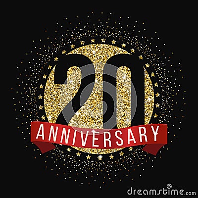 Twenty years anniversary celebration logotype. 20th anniversary logo. Cartoon Illustration