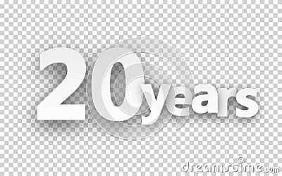 Twenty years paper sign. Vector Illustration