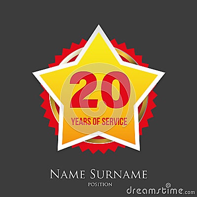 Twenty Years of service award badge Vector Illustration