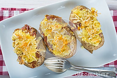 Twice baked stuffed potatoes Stock Photo