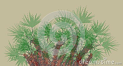 Twiddled palmetto 2 beige, nest of palms Cartoon Illustration