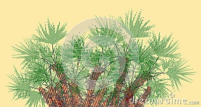 Twiddled palmetto 2 bright orange, oasi in desert of the soul Cartoon Illustration