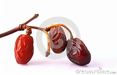 Twig of fruit of a dates - white background Stock Photo