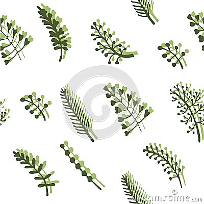 Twigs and wild herbs seamless pattern background illustration Cartoon Illustration
