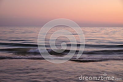 Twilight Beach Waves Stock Photo