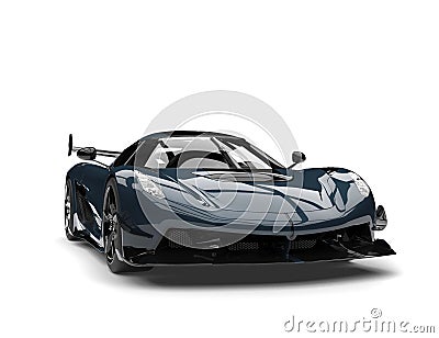 Twilight blue super sports race car - front view Stock Photo