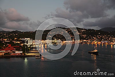 Twilight at Castries, Saint Lucia, Caribbean Island Editorial Stock Photo