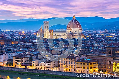 Twilight of Duomo Florence in Florence, Firenze, Italy Stock Photo