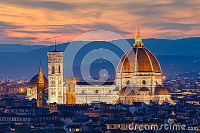 Twilight at Duomo Florence in Florence, Italy Stock Photo
