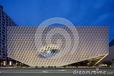 Twilight Exterior of The Broad Contemporary Art Museum Editorial Stock Photo