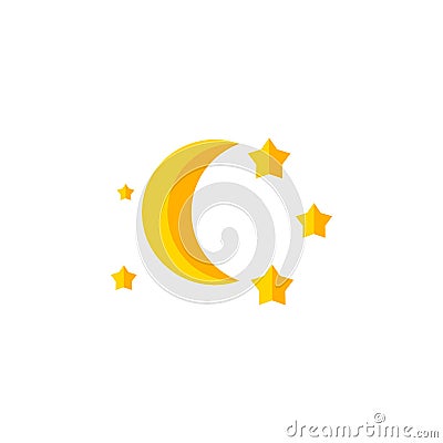 Twilight Flat Icon. Bedtime Vector Element Can Be Used For Twilight, Moon, Star Design Concept. Vector Illustration