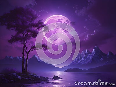 Twilight Glow: Mesmerizing Moonrise Elegance Stock Photo