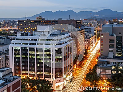 Twilight high angle view of the Taipei cityscape Editorial Stock Photo