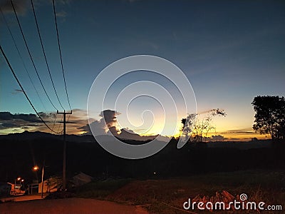 twilight landscape towards night Stock Photo