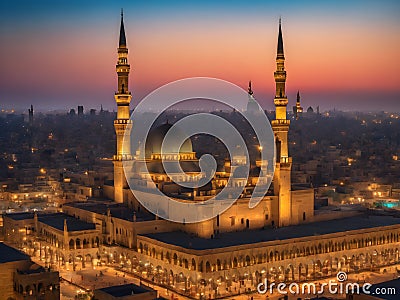 Twilight over Al-Azhar: A Beacon of Islamic Learning Stock Photo