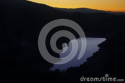 Twilight over Guadalupe Reservoir Stock Photo